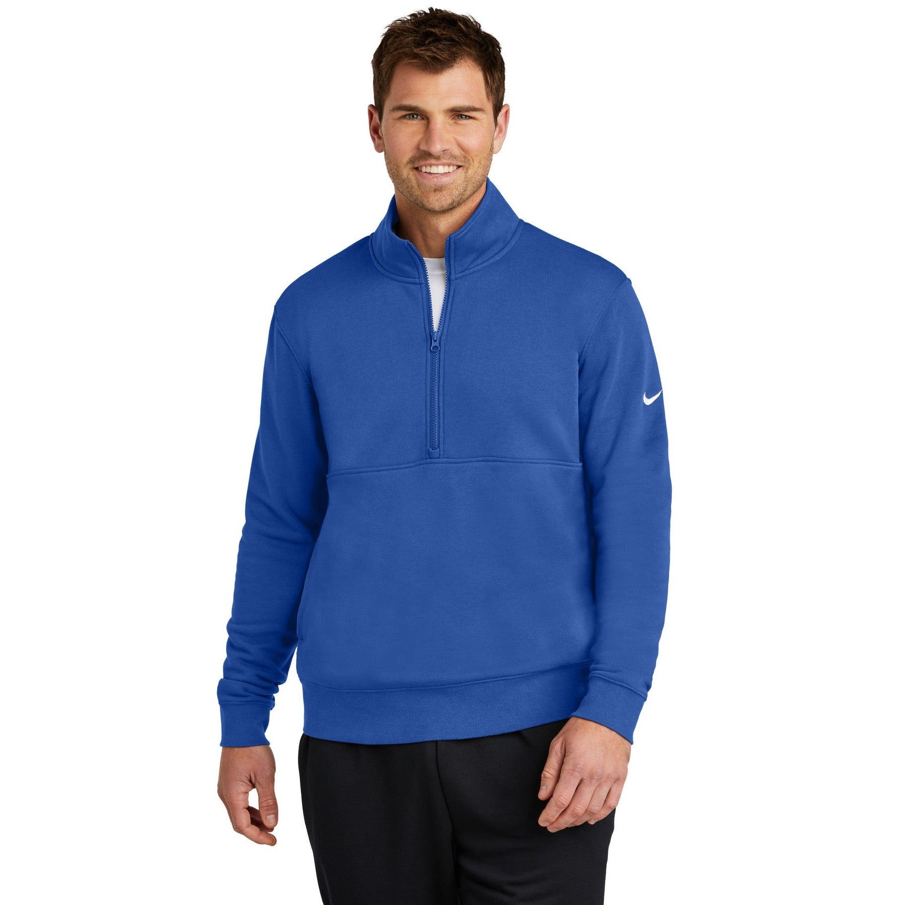 Nike-Nike Club Fleece Sleeve Swoosh 1/2-Zip NKDX6718-MedTech-4
